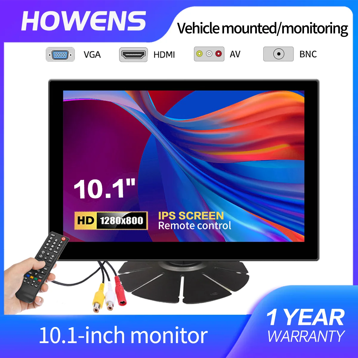 10.1 inch Monitor FHD 1280*800 Industrial Display Suitable for Cashier Monitoring CCTV Support Computer VAG LCD HDMI AV BNC DVI