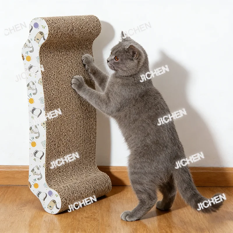 

Длинная когтеточка JC для кошек оптом, с индивидуальным дизайном, милым мультяшным принтом, высокой прочностью, из гофрированного картона, инструмент для стимулирования активности кошек.