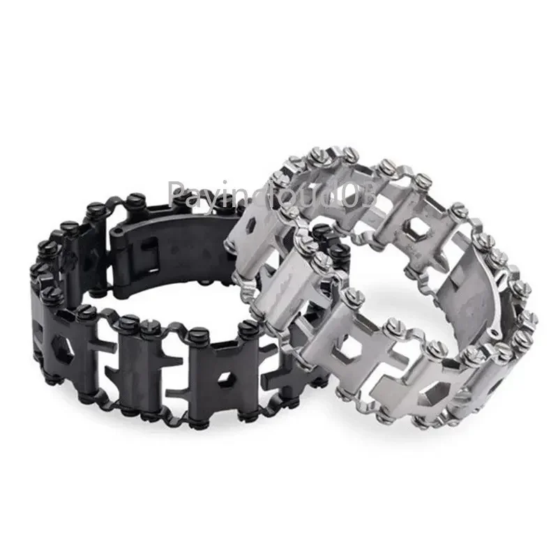 Tool Bracelet Metal Screw Screwdriver 29 in One Stainless Steel Aluminum Alloy Outdoor Emergency Bracelet Wrist Ring