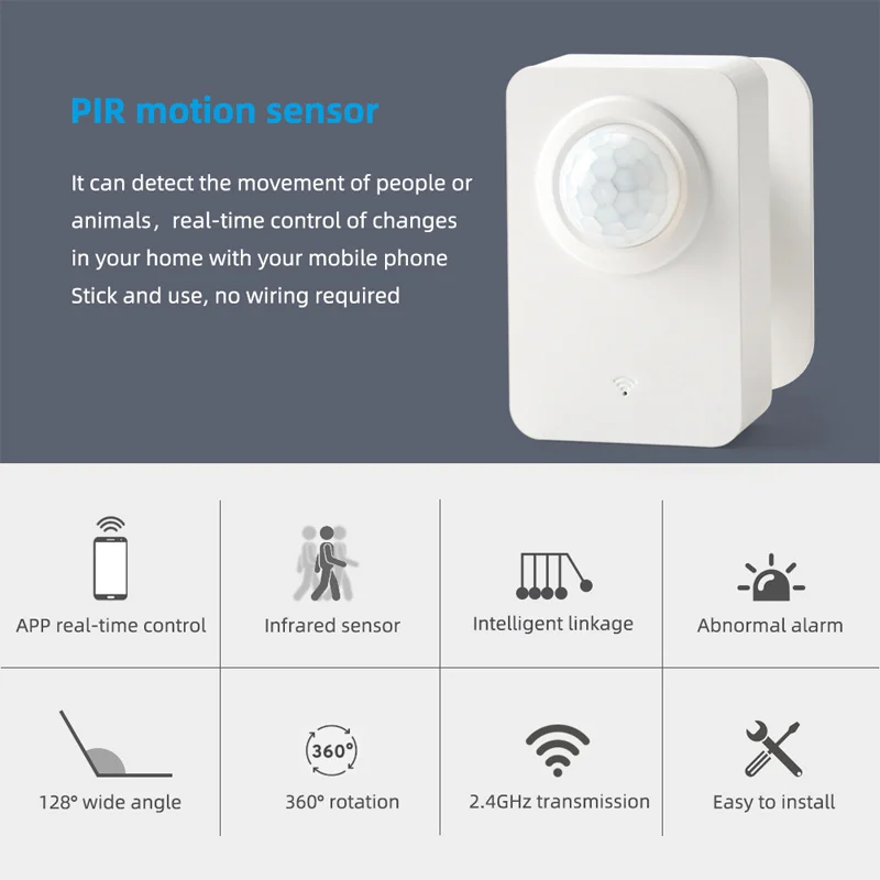 

Tuya Intelligent PIR Wireless Motion Detector WiFi Infrared Human Body Sensor Anti-theft Intrusion Alarm Wide Angle Detection