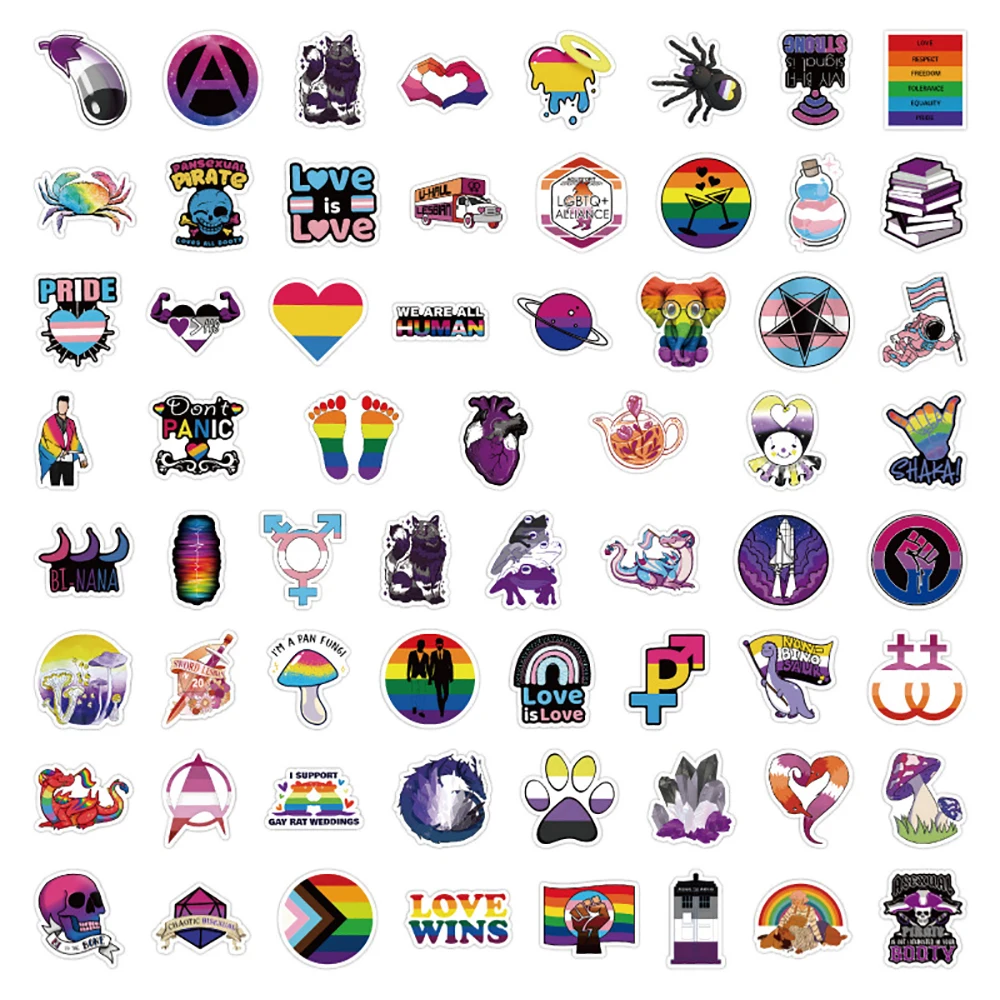 10/30/60/126PCS Nonbinary Pansexual Transgender Bisexual Asexual Pride LGBT Stickers DIY Bike Skateboard Fridge Funny Sticker