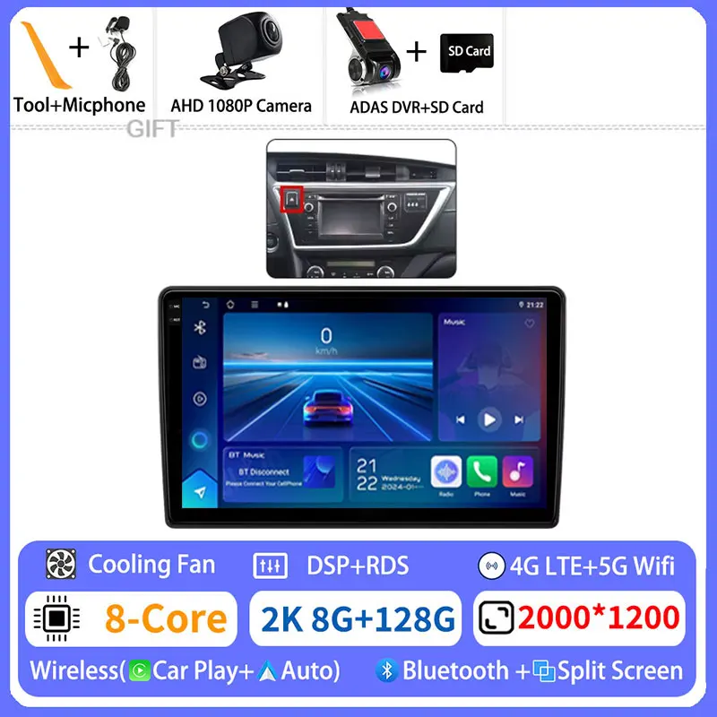 Android 15 Draadloze Carplay Voor Toyota Auris 2 E180 2012-2015 GPS Multimedia Video Player Navi Head Unit 2din BT DSP Autoradio