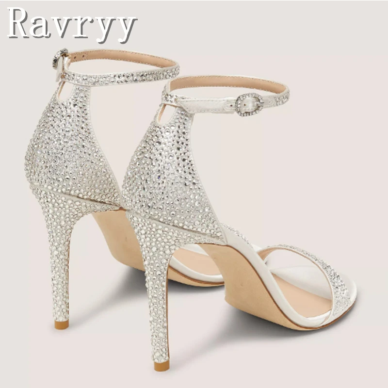 صيف جديد أزياء كريستال النساء الصنادل جولة المفتوحة تو الكاحل حزام عالية الكعب أنيقة السيدات حزب خنجر الأحذية