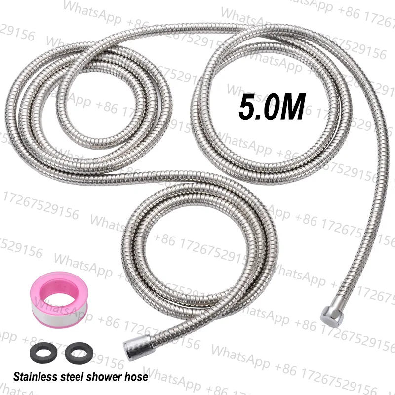 1PC 304 Stainless Steel 5M Shower Hose General Soft Water Pipe Chrome Plating Explosion-Proof Shower Pipe Bathroom Accessories