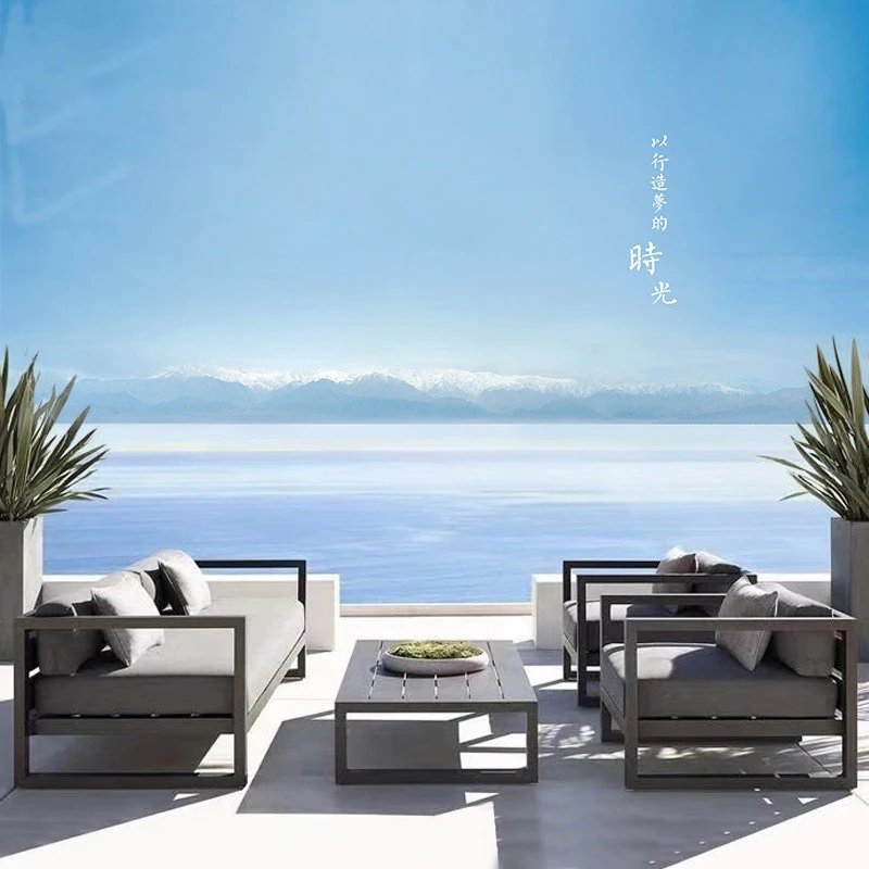 

！@Modern Metal Outdoor Furniture Aluminum Garden Sofa Set