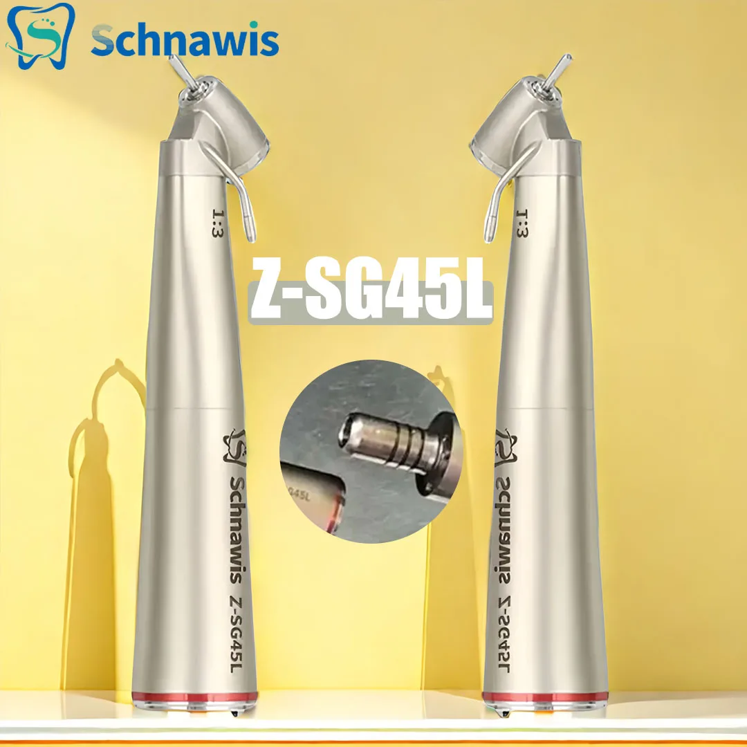 Schnawis Dental Surgical Handpiece 45 Degree Angle 1:3 High Speed Red Ring Dentistry Contra Angle External Water Irrigation