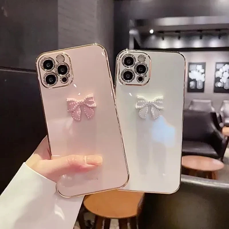 Fashion 3D Diamond Bow Tie Female Soft Case For Samsung Galaxy A54 A34 A24 A14 A13 A23 A33 A53 A73 5G A72 A52 A32 A22 A12 Funda