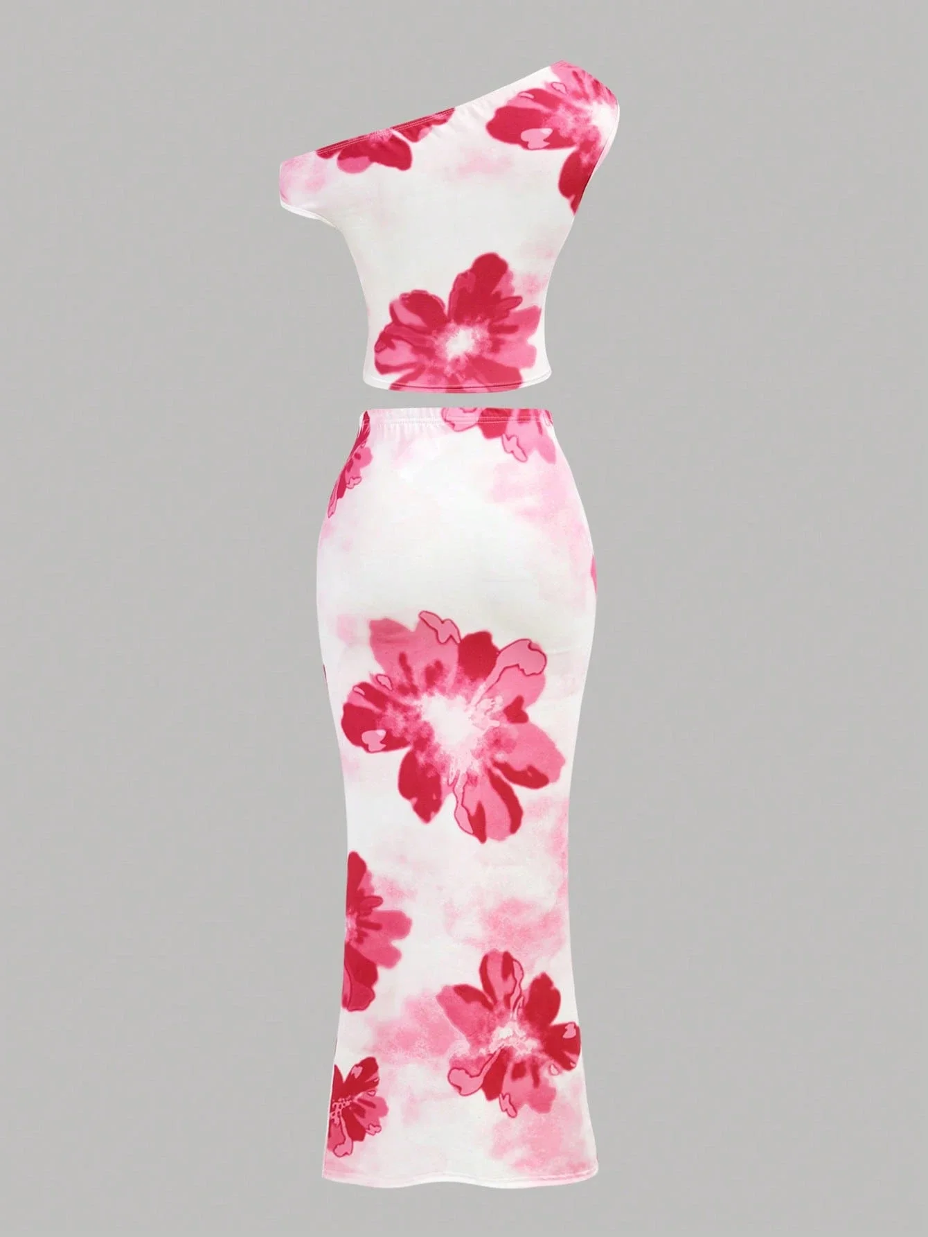 

Floral Print Summer Dress Watercolor Hibiscus Cami Draped Neck Tie Dye Women's Dress