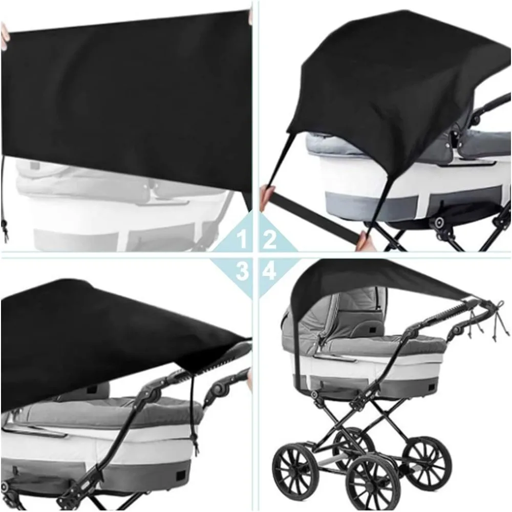 غطاء مظلة لعربة الأطفال ممتدة قابل للتنفس وخفيف الوزن ومظلة لعربة الأطفال مقاومة للماء وواقية من الشمس وكرسي يدفع باليدين للسفر