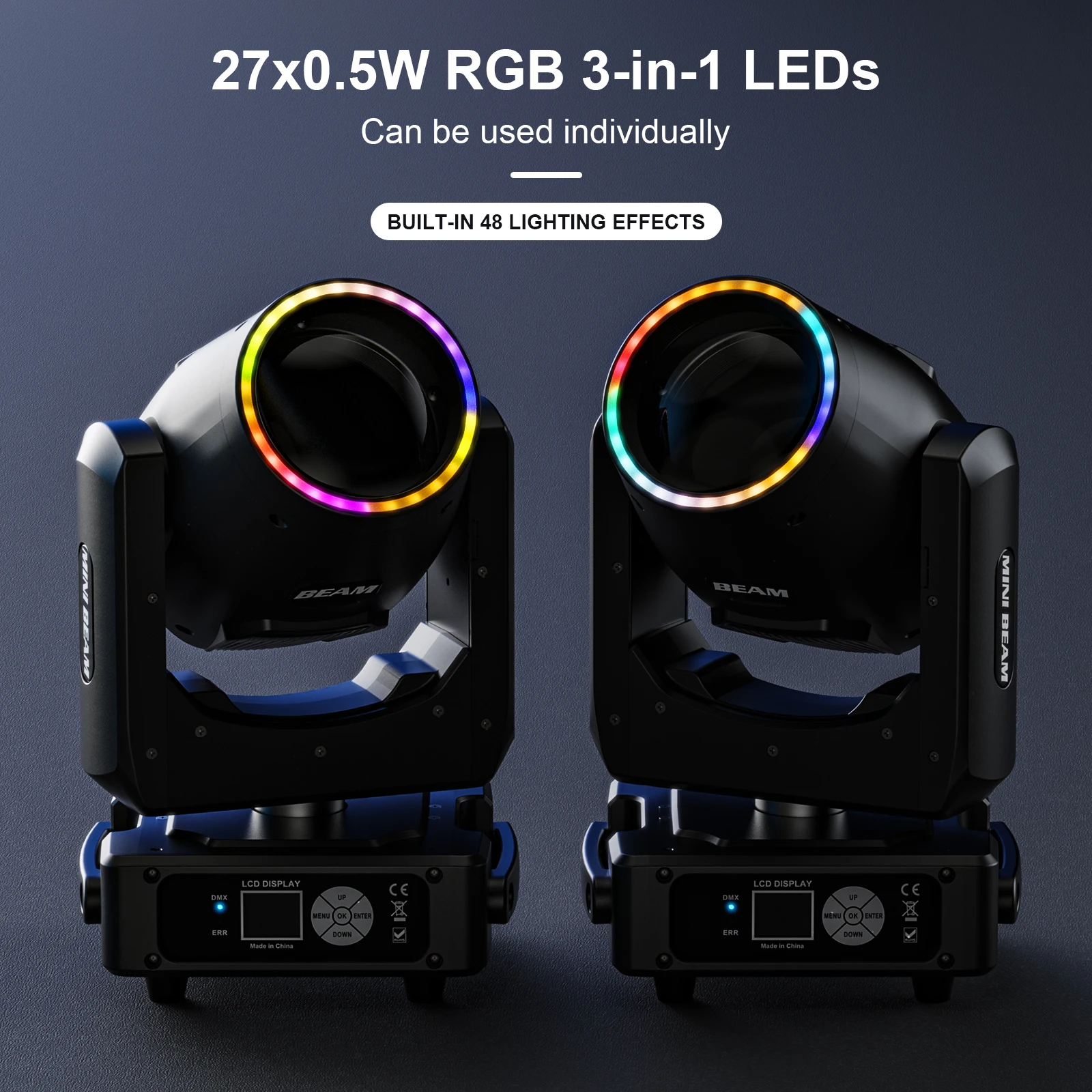 U`King 230 واط أضواء أمامية متحركة صغيرة RGBW DMX512 أضواء للمسرح مع 14 Gobos 13 لونًا 18 قناة لحفل زفاف DJ ديسكو