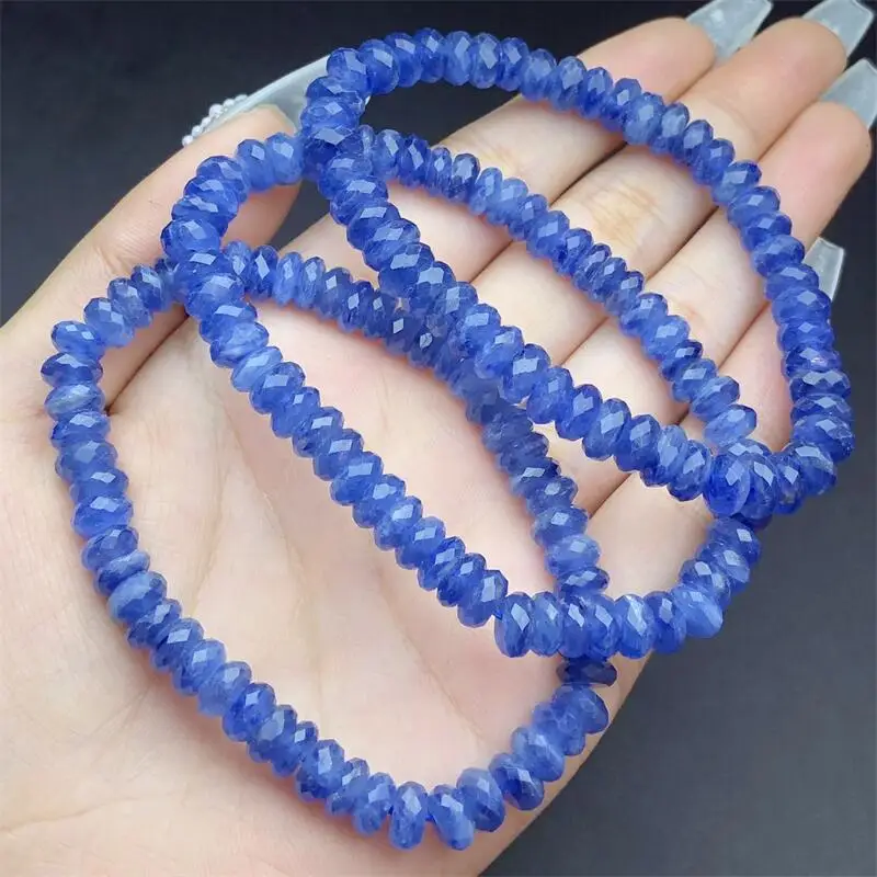 Natural Faceted Kyanite Bracelet Colorful Gemstone Bead Strings Fashion Beautifully Jewelry Gift 1PCS