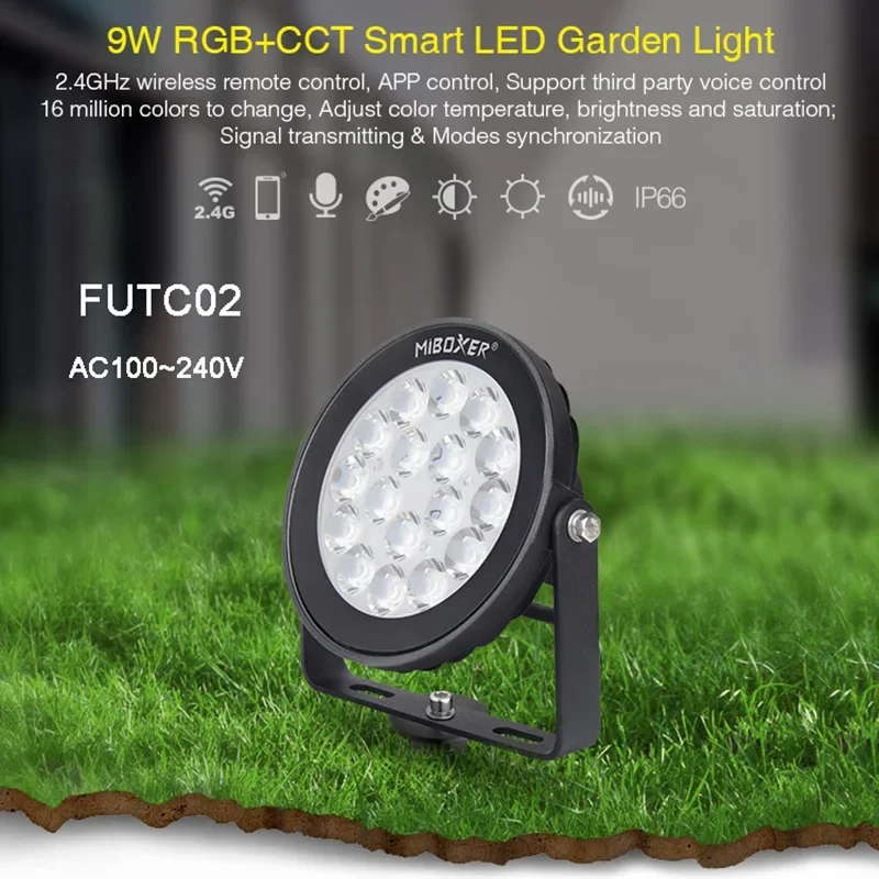 Imagem -02 - Miboxer-impermeável Led Lawn Light Rgb Mais Cct Jardim Luz Iluminação Exterior Futc01 24v Futc02 110v 220v 9w