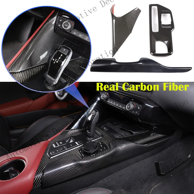 Z+ Real Carbon Fiber Center Console Interior Trim Set For GR Supra A90 2020-22