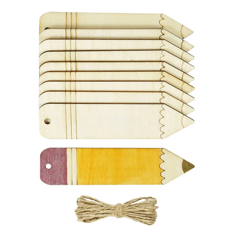 Lápis em forma de madeira em branco artesanato graffiti diy crianças marcadores livro leitura marcador festa pendurado sinal de madeira presente tags etiqueta