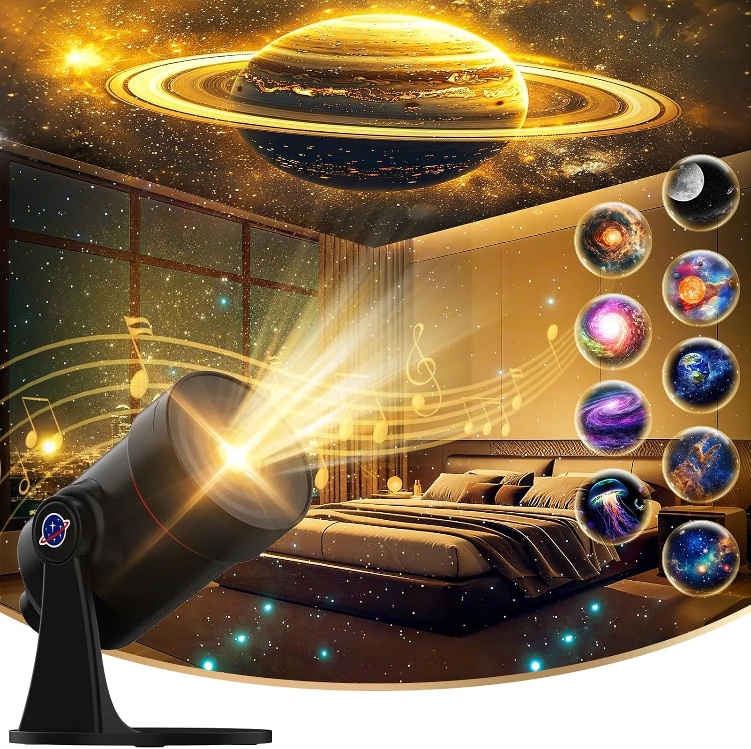 White Noise Galaxy Projector Mood Night Light With 28 Soothing Sounds Room Decor for Ceiling Bedroom Kids Adults Sleep Trainer