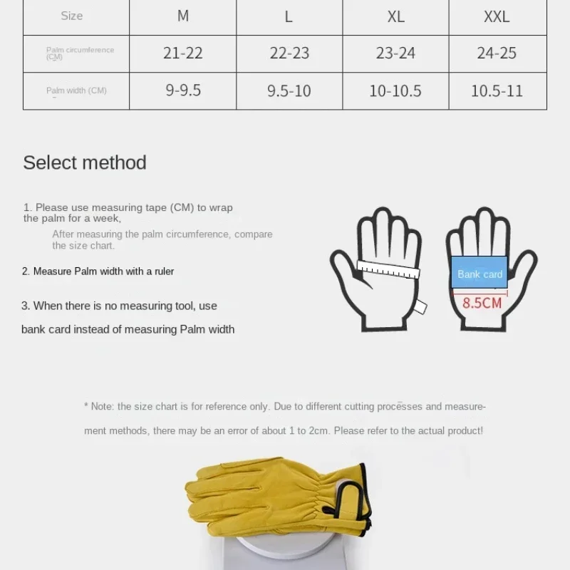 Work Gloves Sheepskin Leather Workers Work Welding Safety Protection Garden Sports Motorcycle Driver Wear-resistant Bike Gloves