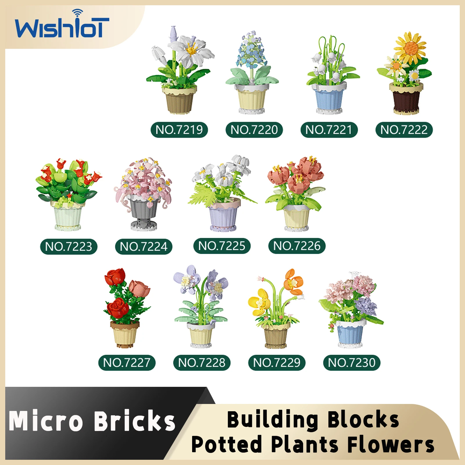 Mini-Blumen Topfpflanzen Mikro-Bausteine Set Simulierte Rose Orchidee Sonnenblume Modell Heim- und Bürodekoration Mädchengeschenke