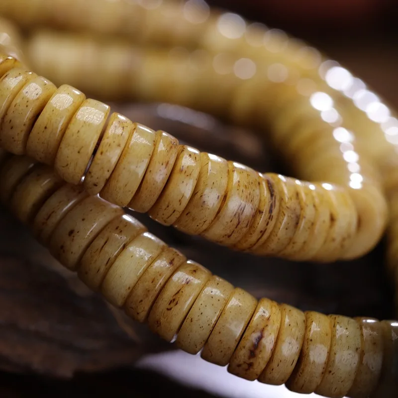 Old Gaba Medicine Bead Bracelet Tibetan Style for Men and Women Handheld Buddhist Prayer Beads Made of Bone