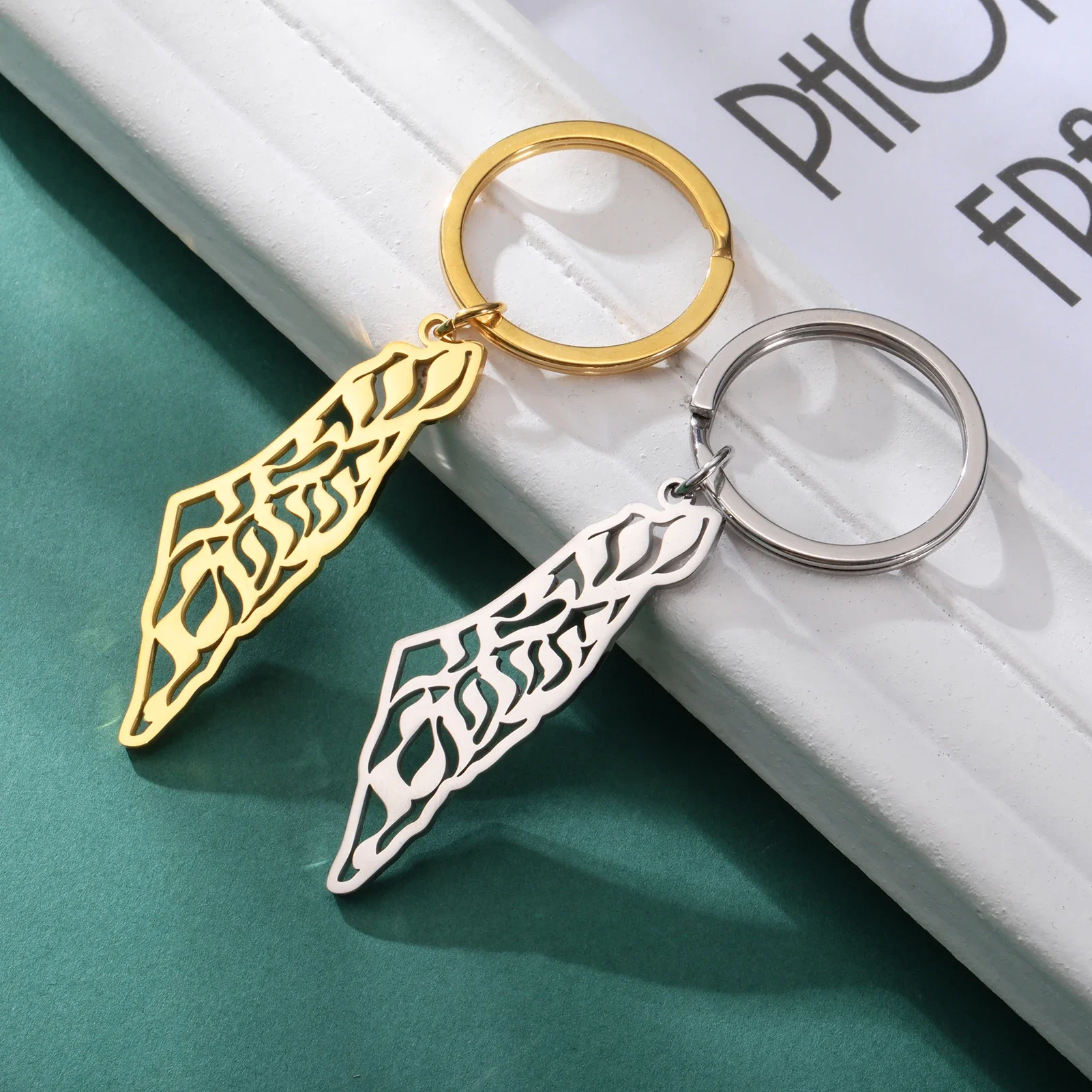 Cazador Israel Map Keychain Gold Color State Geography Pendant Keyring Stainless Steel Car Key Chains Holder Gift Wholesale 2026