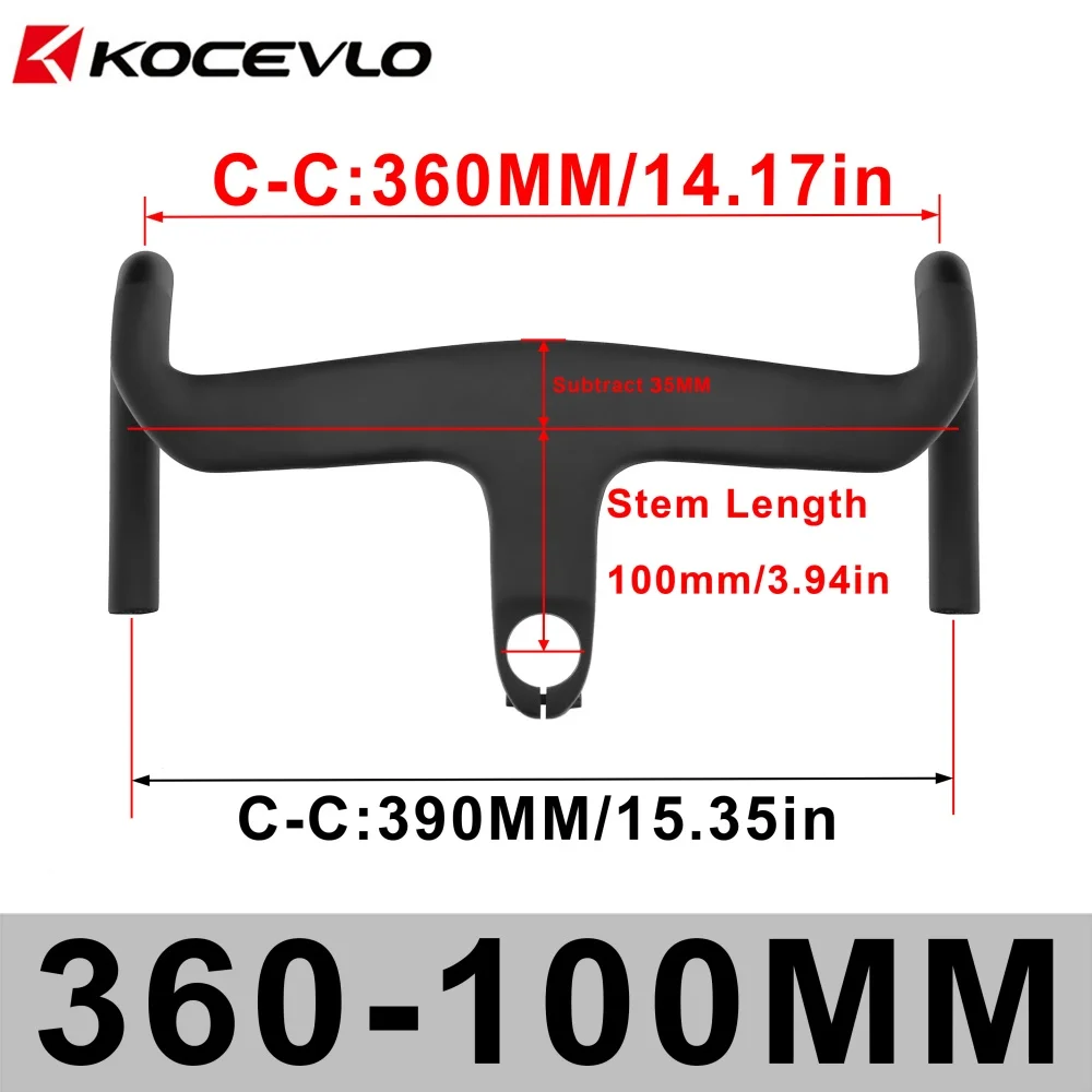 KOCEVLO Road AERO Carbon Integrierter Lenker für 28,6-mm-Gabel mit Abstandshaltern Radfahren Interne Kabel Road Barstem