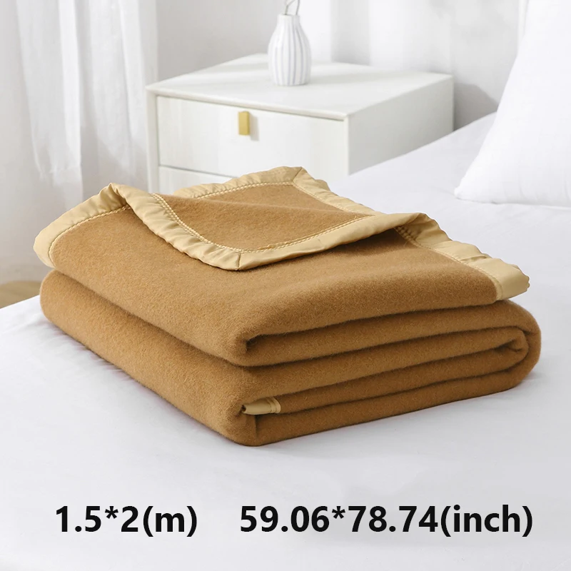 100% Wool Blanket Warm 1.5*2m Fleece Blankets For Sofa Winter Sleeping Comforter Adult Children Bedding Office Travel Blanket