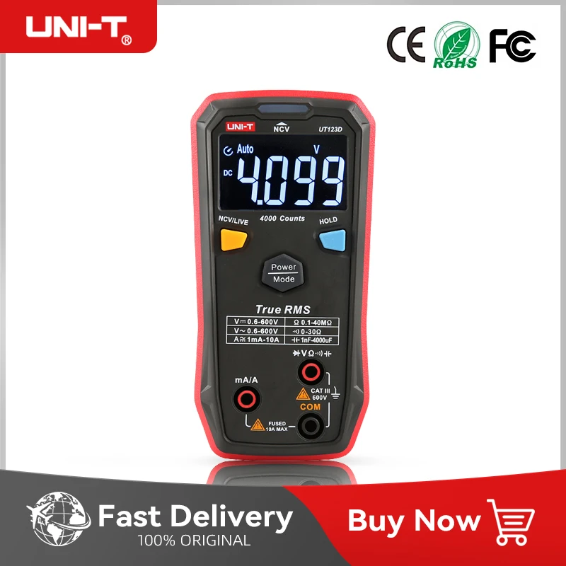 UNI-T Digital Smart Multimeter UT123 UT123D True RMS EBTN Display Voltage Current Tester Capacitance Meter Measuring Instruments