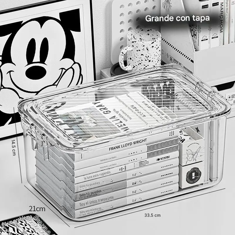 Acrylic material transparent storage box cover dustproof student miscellaneous box learning office desktop organizing box