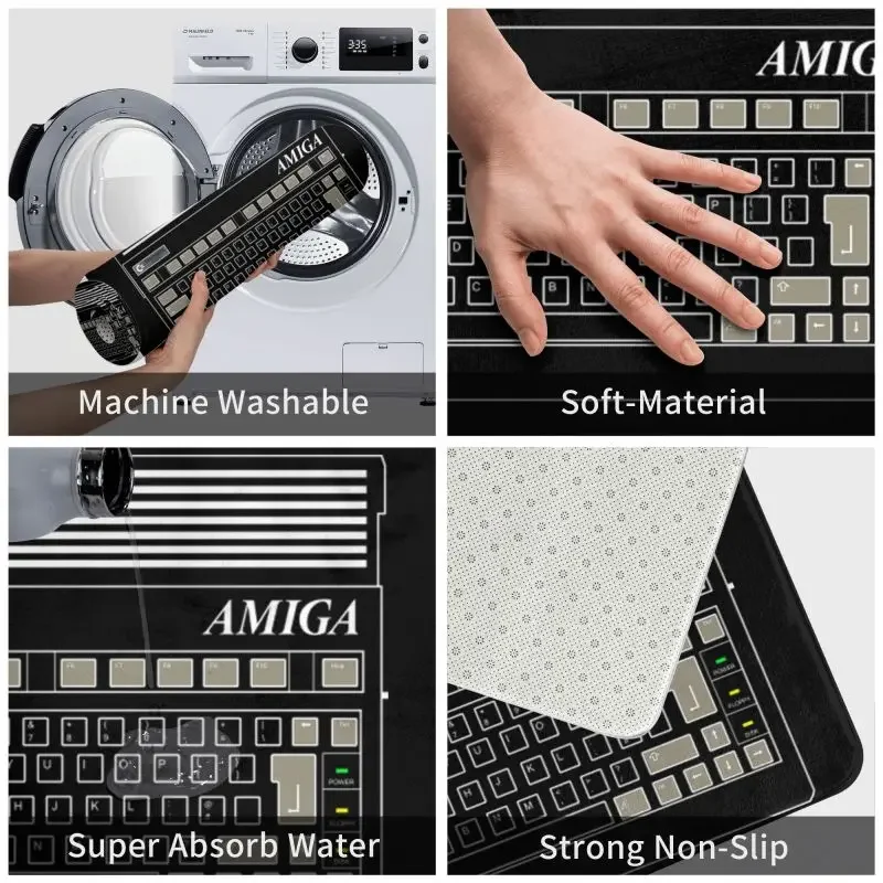 كومودور أميغا سجادة باب أمامية مضادة للانزلاق داخلي ماص C64 شعار الكمبيوتر ممسحة أرضية الحمام مدخل البساط السجاد #4