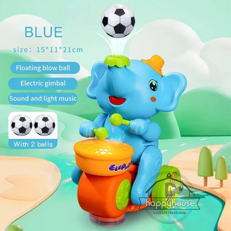 Giocattoli musicali per batteristi con elefante che cammina per bambini Giocattolo musicale con musica leggera a LED Giocattoli per attività sensoriali Giocattoli educativi per l'apprendimento