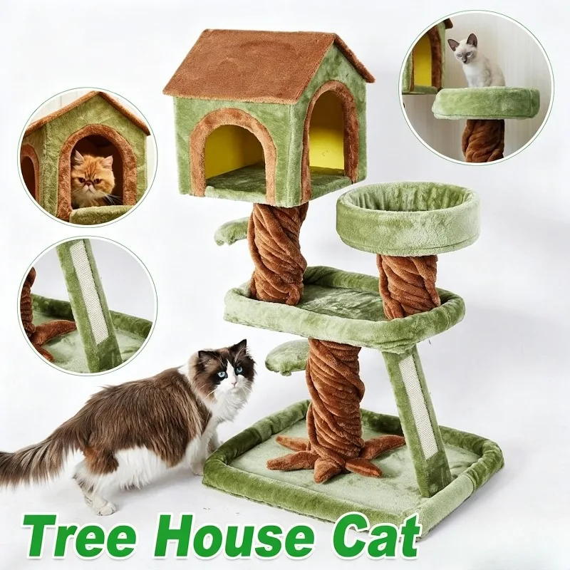 Árbol rascador para gatos con casas, centro de actividades y percha - imagen 4