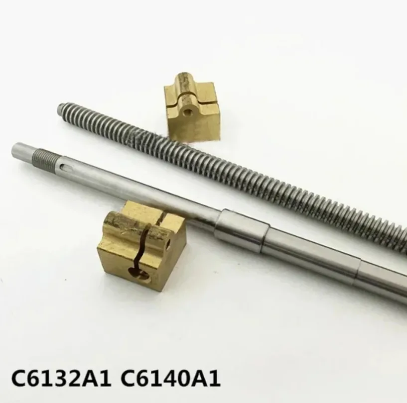 C6132/C6140A1 Lathe accessories Screw Middle Carriage Screw Nut Group 590/620MM Outer Diameter 16Tooth Pitch 4 Left hand thread