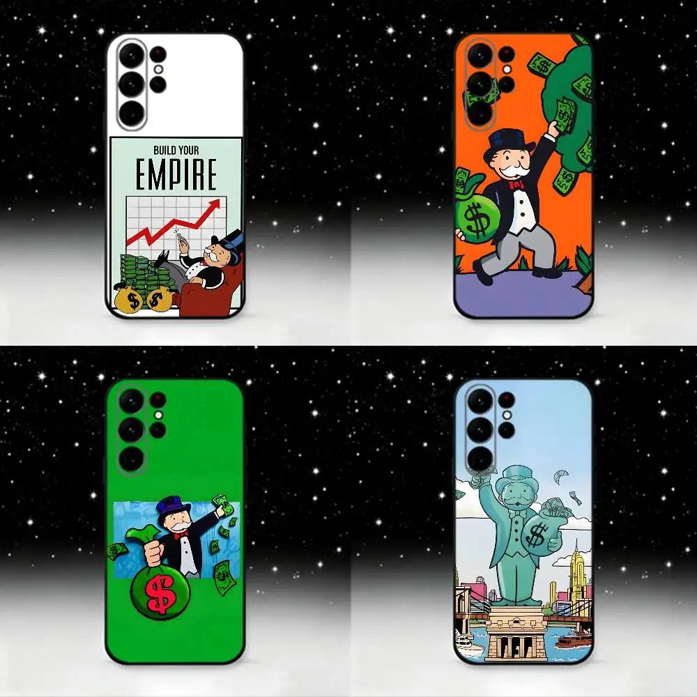 

Dollar Alec M-Monopoly Man Phone Case For Samsung S25,S24 Ultra,S20,S30 plus,S22 plus,S23,S30 Ultra 5G Silicone Black Shell