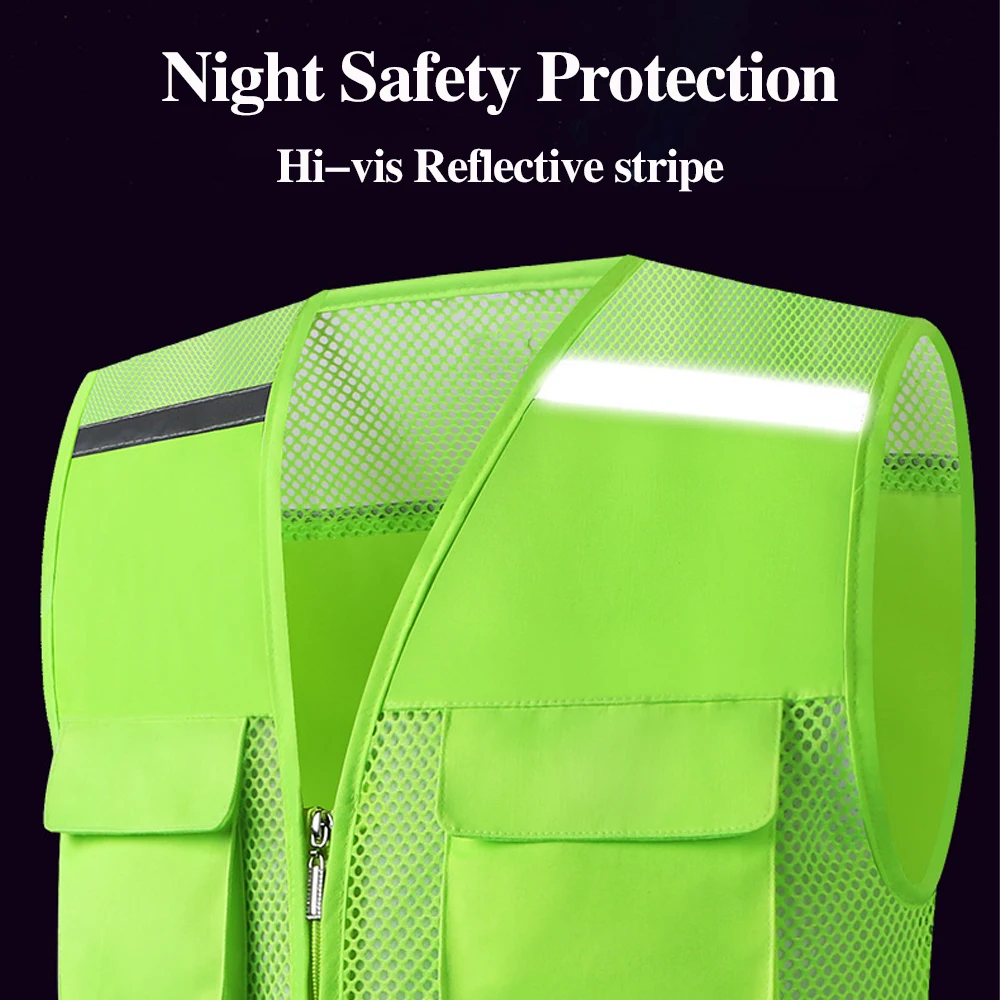 Reflective Mesh Safety Vest High Visibility Man Working Clothes Summer Outdoor Breathable Volunteer Activity Safety Vests