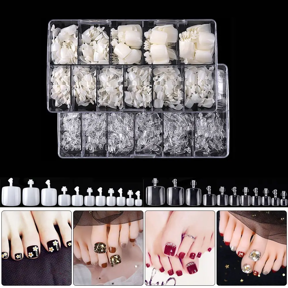 

550Pcs/box Professional French Nail Art Decor Fake Artificial Foot Tips False Toe Nails Toe Nails Tips