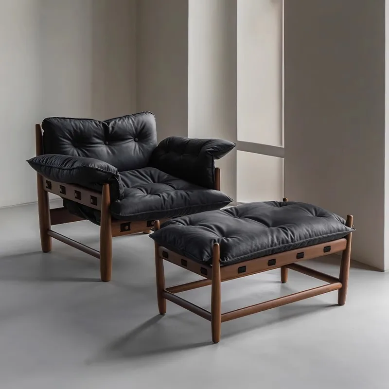 

Medieval replica, classic solid wood mole armchair single sofa soft bag retro