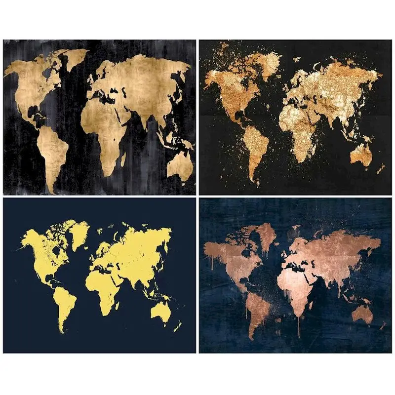 

Картина из страз CHENISTORY, карта мира, ландшафт, бриллиантовая вышивка, картина из страз, искусство на стену, украшение для дома