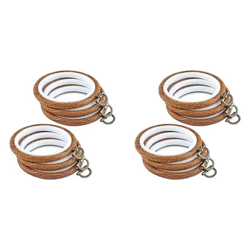 

A60z12pcs Embroidery Hoops 3.93 Inch Round Embroidery Frame With Metal Ring Imitated Wood Embroidery Circle Embroidery Hoopmay