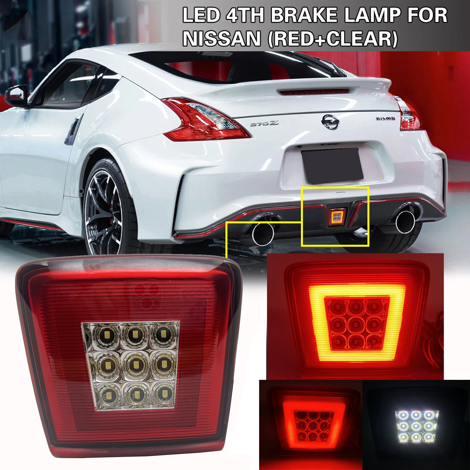 1PC 3-in-1 LED Rear Fog Light, Backup Reverse Light w/ Tail/Brake Light Assembly For Nissan 370Z/Juke NISMO edition/Sentra Nismo