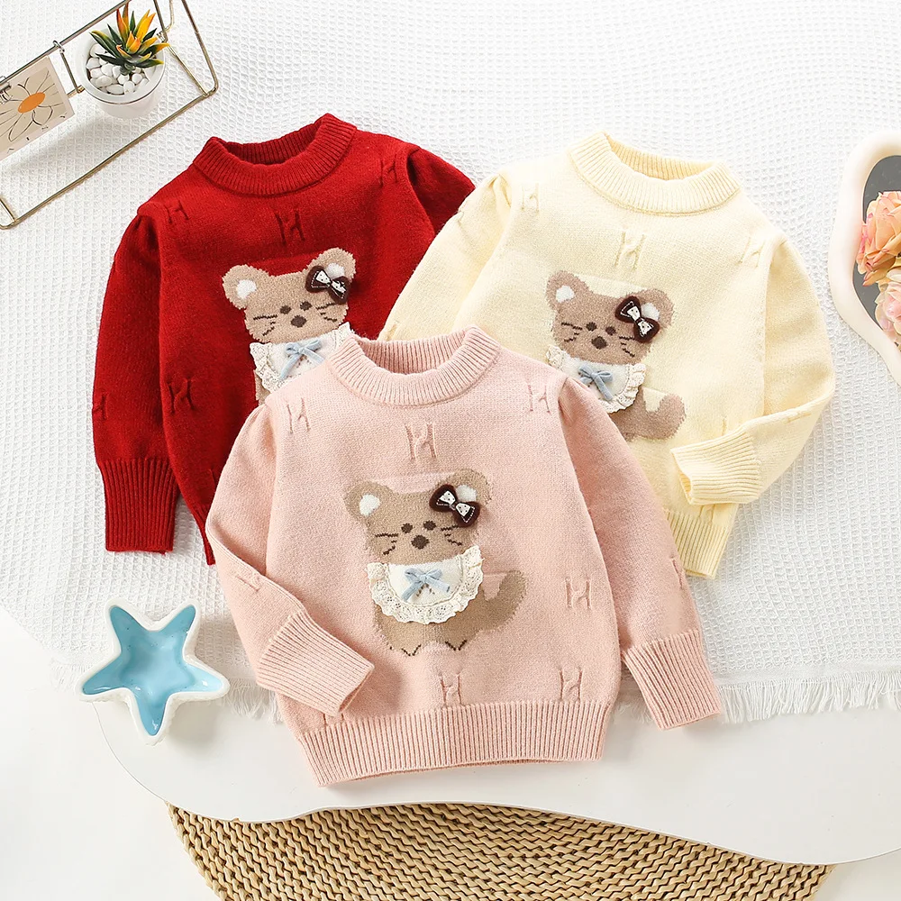

Girls Sweaters Spring Autumn 2025 Children Woolen Jersey Tops Clothing For Baby Girl Knitted Outerwear Kids Pullover Sweater 6Y