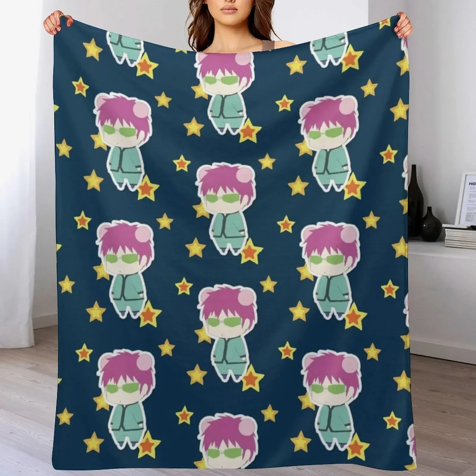 

Saiki K The Disastrous Life Throw Blanket Decoratives wednesday Blankets Thins Multi-Purpose Flannels Blankets