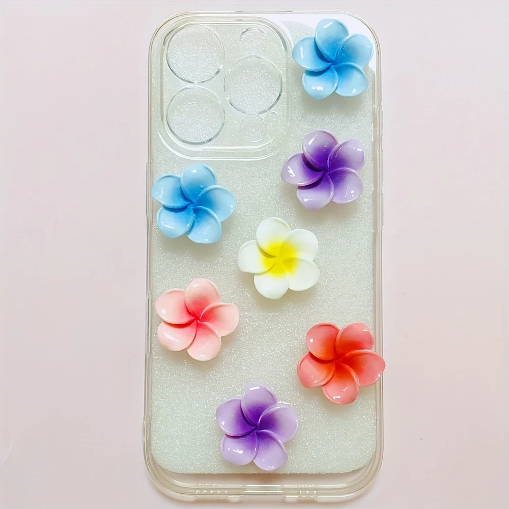 10 pçs gradiente rosa azul branco rosa cor cinco pétalas ovo flor lixo caso de telefone decoração diy hairpin artesanato