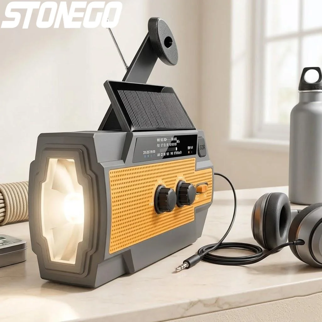 

Portable Emergency Weather Radio Solar Hand Crank 4000mAh AM FM NOAA Weather Alert Radio with Flashlight Phone Charger SOS Alarm