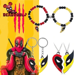 Disney Movie Superhero Deadpool and Wolverine Best Friends keychain Split Heart Bracelet Pendant for Women Men Cosplay Jewelry