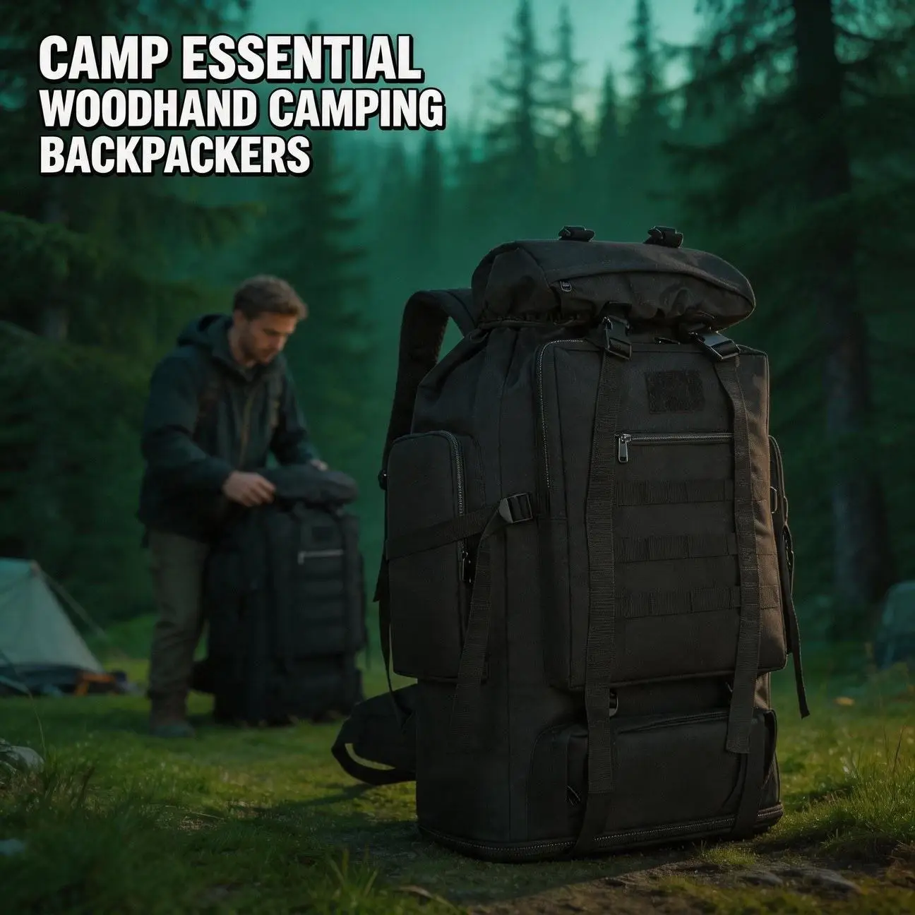 Extra Large Capacity Hiking Backpack Outdoor Mountaineering Camping Bottom Expandable for Picnic BBQ