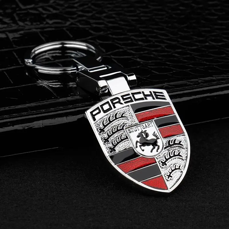 Car Badge Keychain Zinc Alloy Keyring Pendant For Porsche 911 718 Taycan Panamera Cayenne Macan Boxster Cayman Pajun 918