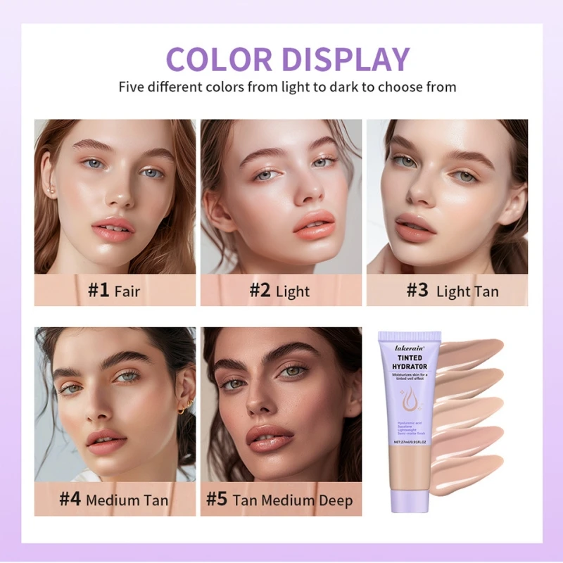 Moisturizing Tinted Face Cream Strong Coverage Hydrator Make-up For Women Even Skin Tone Semi-matte Finish Skin Healthy Cosmetic