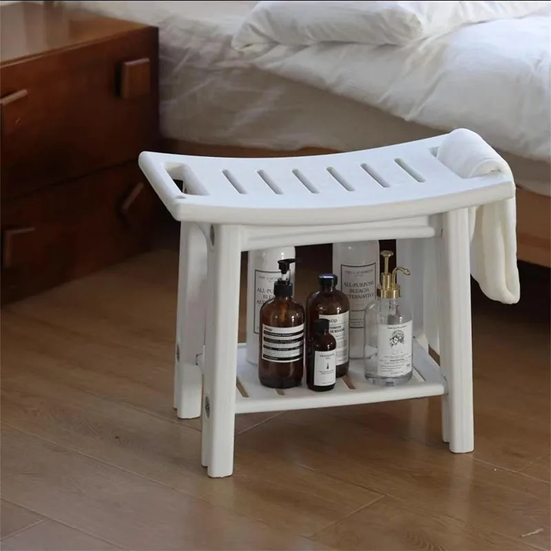 

Shower Bench Large Waterproof HDPE Shower Chair Seat With Storage Shelf Spa Bath Stool For Bath Tub Bathroom Indoor Outdoor Use
