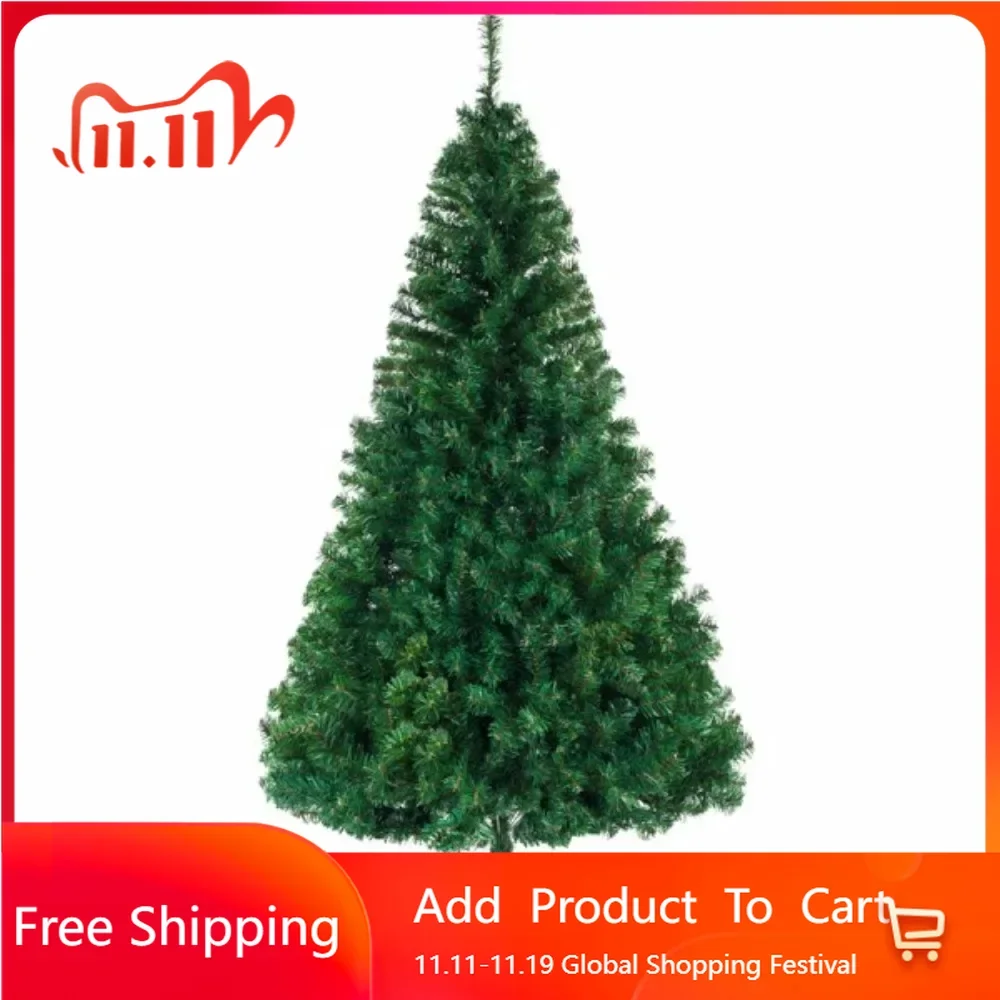 

Green 8ft 1138 branches flat head blades are made of environmentally friendly flame retardant PVC material Christmas tree