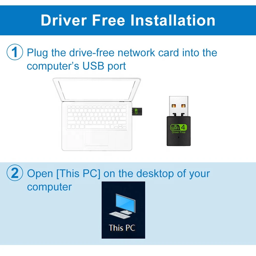 Бесплатный драйвер 300 Мбит/с, USB WLAN Wi-Fi адаптер, внешний мини-приемник для ПК/настольного компьютера/компьютера