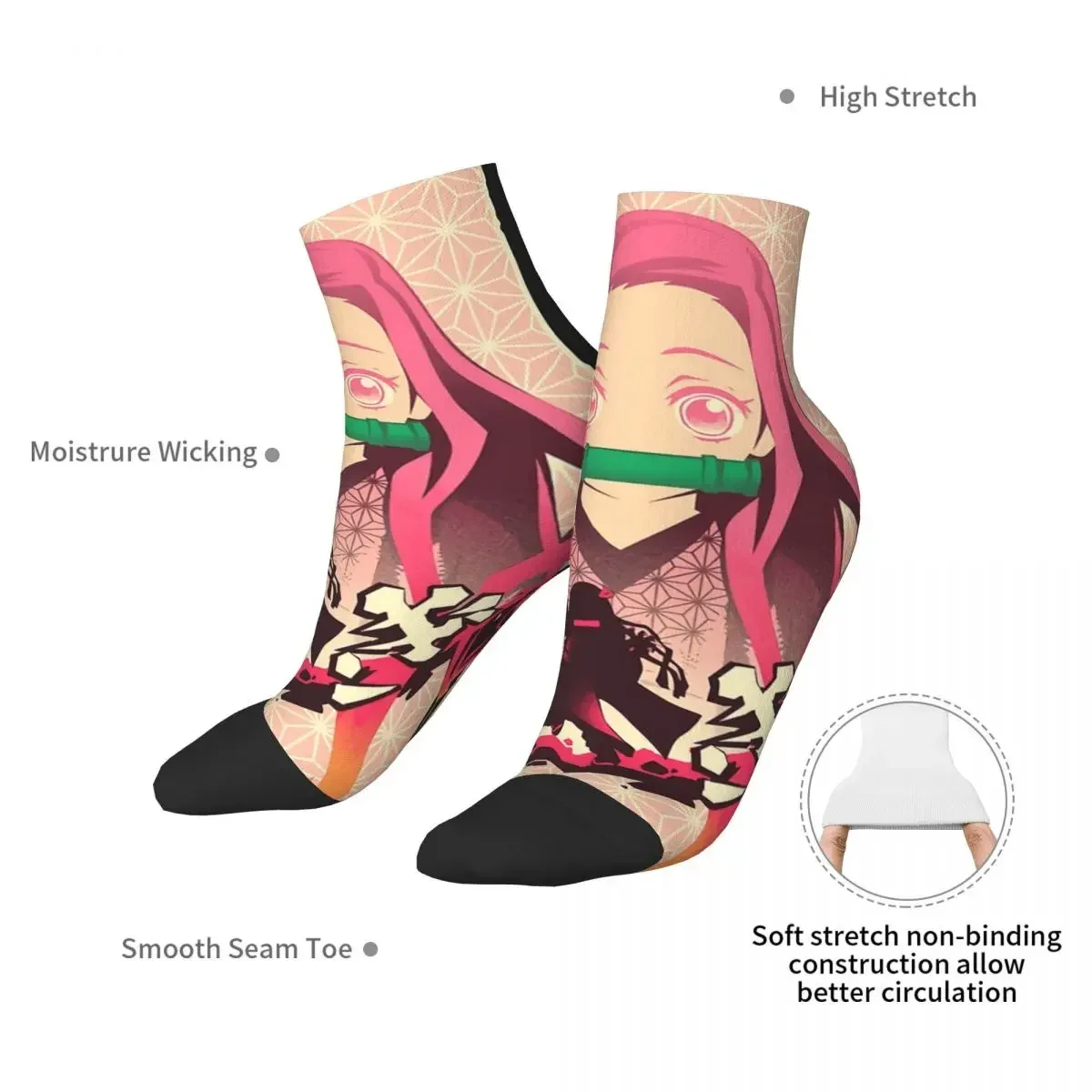 Anime demon slayer kamado tanjirou meias harajuku meias absorventes de suor todas as estações meias acessórios para unisex